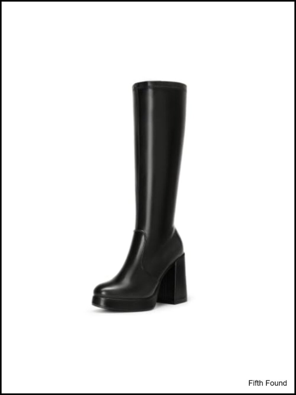 Chunky Platform Knee High Boots Faux Leather Block Heel